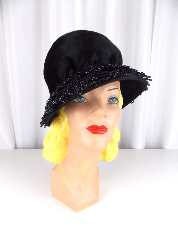 Christian Dior Hat Cloche Bucket Cap 1960's Black