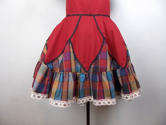 Vintage Burgundy Red Plaid Square Dance Dress - image 5