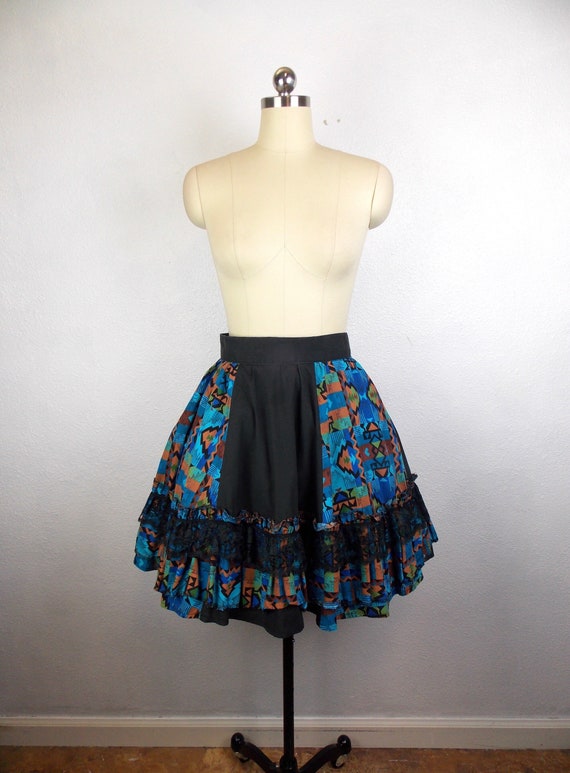 Vintage Square Dance Skirt in Southwest Print