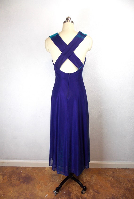 1990's Iridescent Purple Blue Formal Dress All Th… - image 5
