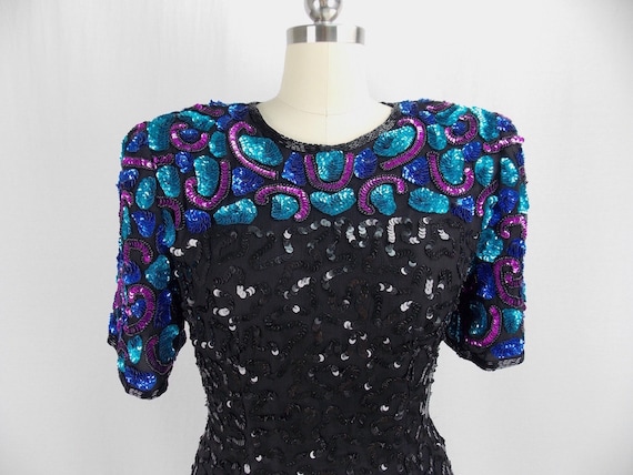 1980's Brilliant Multi-Color Sequin Cocktail Dres… - image 2