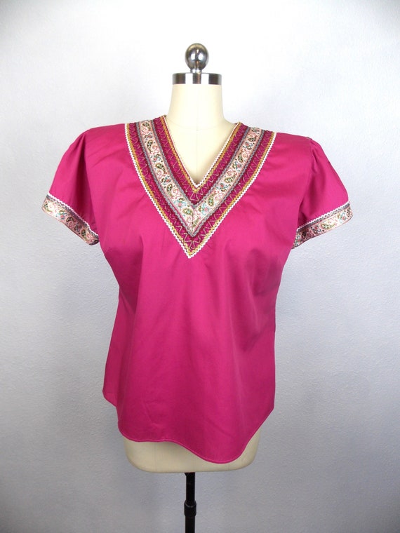 Vintage Southwest Style Patio Blouse Large XL 1950