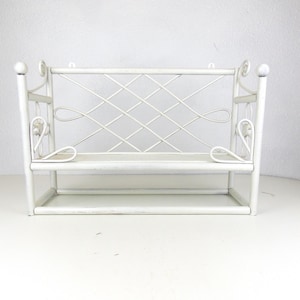 Vintage White Wicker Wall Shelf 18 x 12 x 6