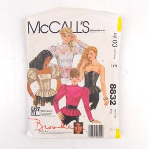 1983 Brooke Shields Inspired Blouses Patterns McCalls 8832