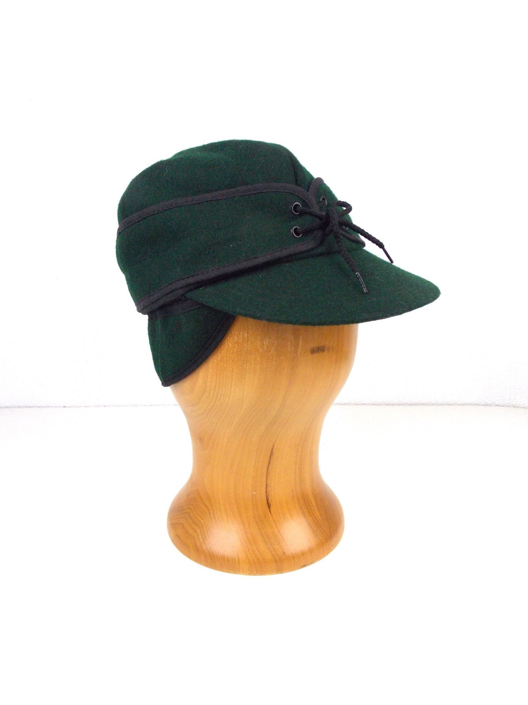 Vintage Hunting Trapper Hat in Green Wool Size Mens 7 3/8 Etsy