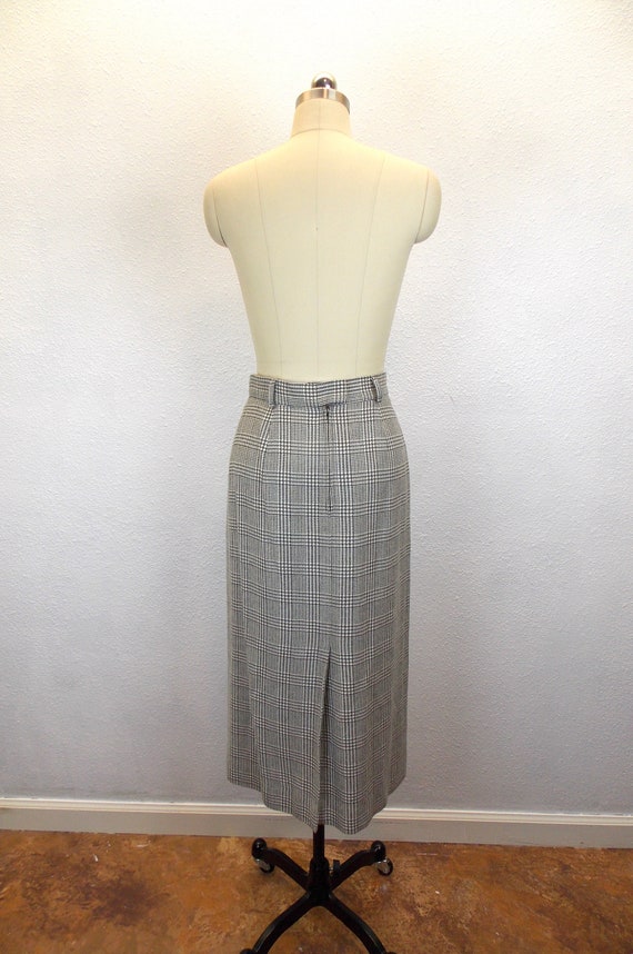 Gray Plaid Wool Skirt Straight Pencil Skirt - image 4