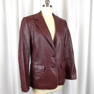 Tony Lama Womens Leather Blazer Jacket 1980's Oxblood Red image 3