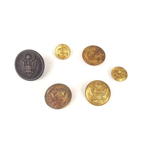 Vintage Military Buttons Lot of 6 Scovill Mfg Co Waterbury Etc