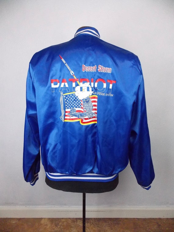 1990's Desert Storm Patriot Missile Satin Jacket Commemorative Team Jacket US Army Operations