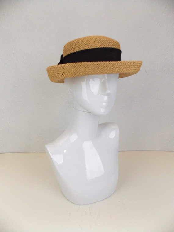 1980's 1990's Straw Boater Hat