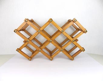 Vintage Solid Wood Accordion Wine Rack