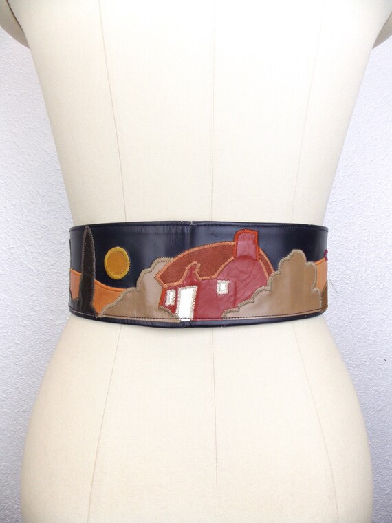 1970's **Rare** Nigel Lofthouse Appliquéd Leather… - image 3