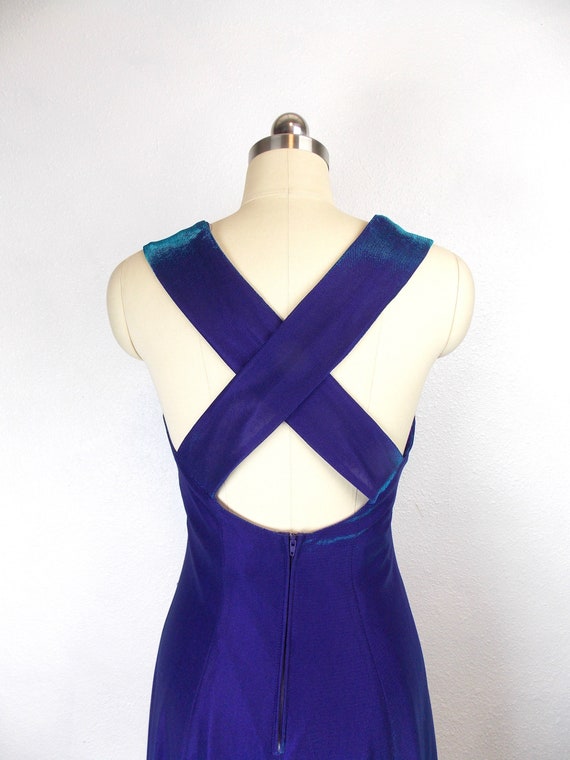 1990's Iridescent Purple Blue Formal Dress All Th… - image 4