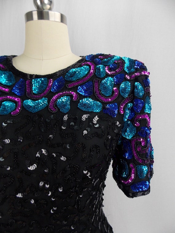 1980's Brilliant Multi-Color Sequin Cocktail Dres… - image 3