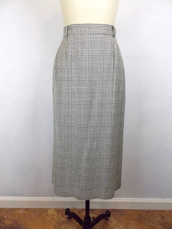 Gray Plaid Wool Skirt Straight Pencil Skirt - image 2