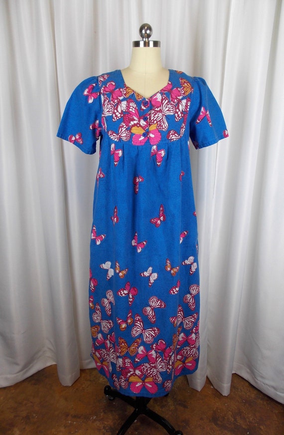 Butterflies Print Cotton House Dress Loungees Smal