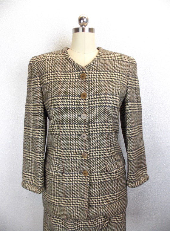 1990's Giorgio Armani Plaid Skirt Suit Wool and C… - image 3