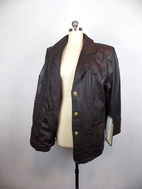 1990's NOS Braefair Leather Jacket Blazer Brown S… - image 6