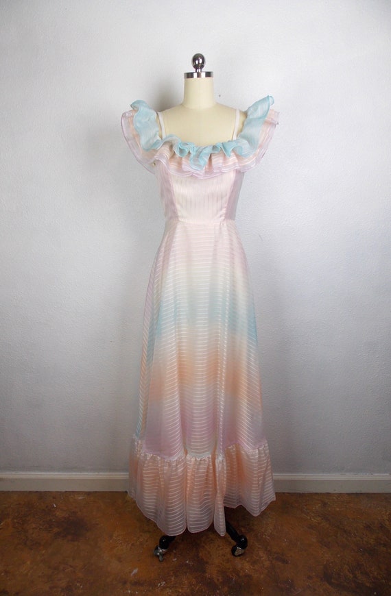 1980's Roberta of California Formal Dress Gown wit