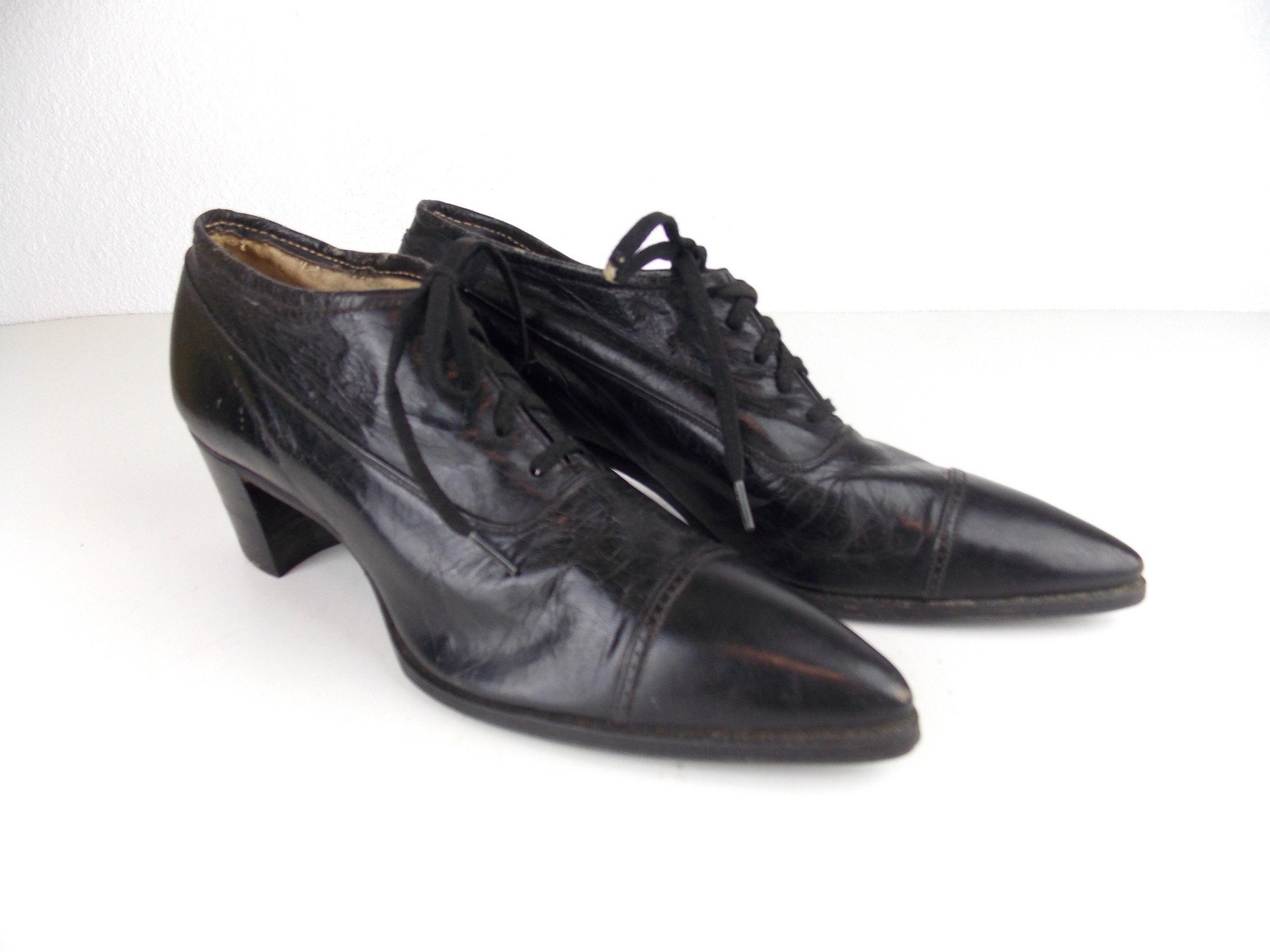 1910s Walk-over Leather Lace up Shoes: Antique Cap Toe Boots - Etsy