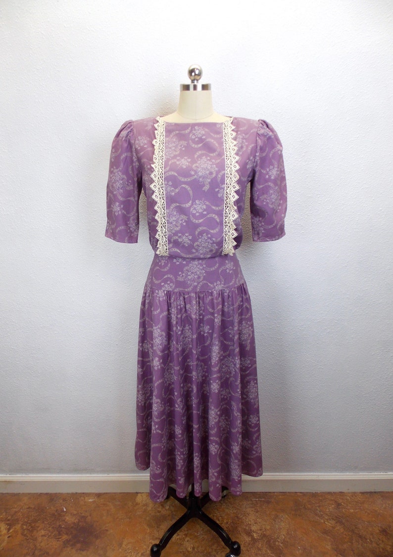 1980's 1990's Gunne Sax Lilac Purple Dress image 1