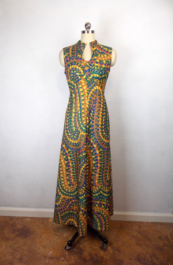 1970's Leslie Fay Maxi Dress Sleeveless - image 1
