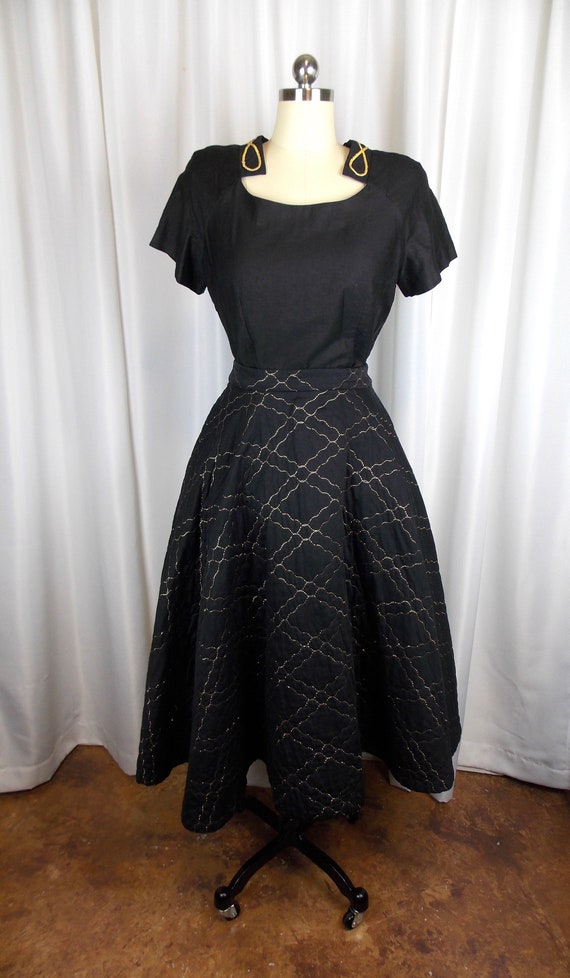 1950's Quilted Circle Skirt with Matching Blouse B