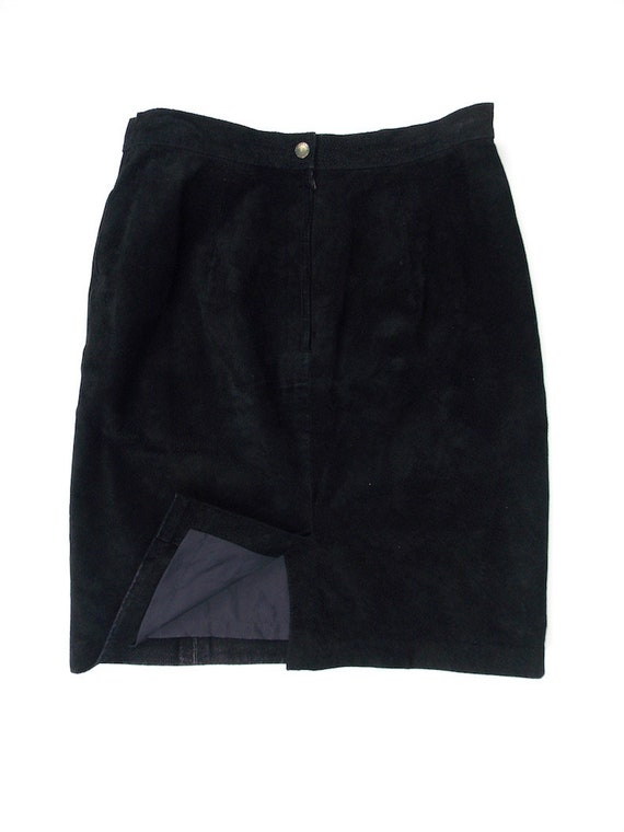 80's Forenza Black Suede Leather Skirt Mini - image 4