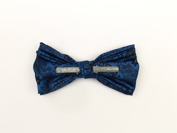 Vintage Clip On Blue Bow Tie 1950's 1960's - image 2