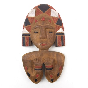 Vintage African Carved Wood Figure Wall Decor