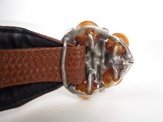 Wide Brown Leather Statement Belt - image 4