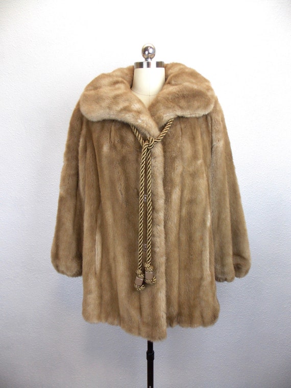 Vintage Faux Mink Fur Coat 1960's 1970's