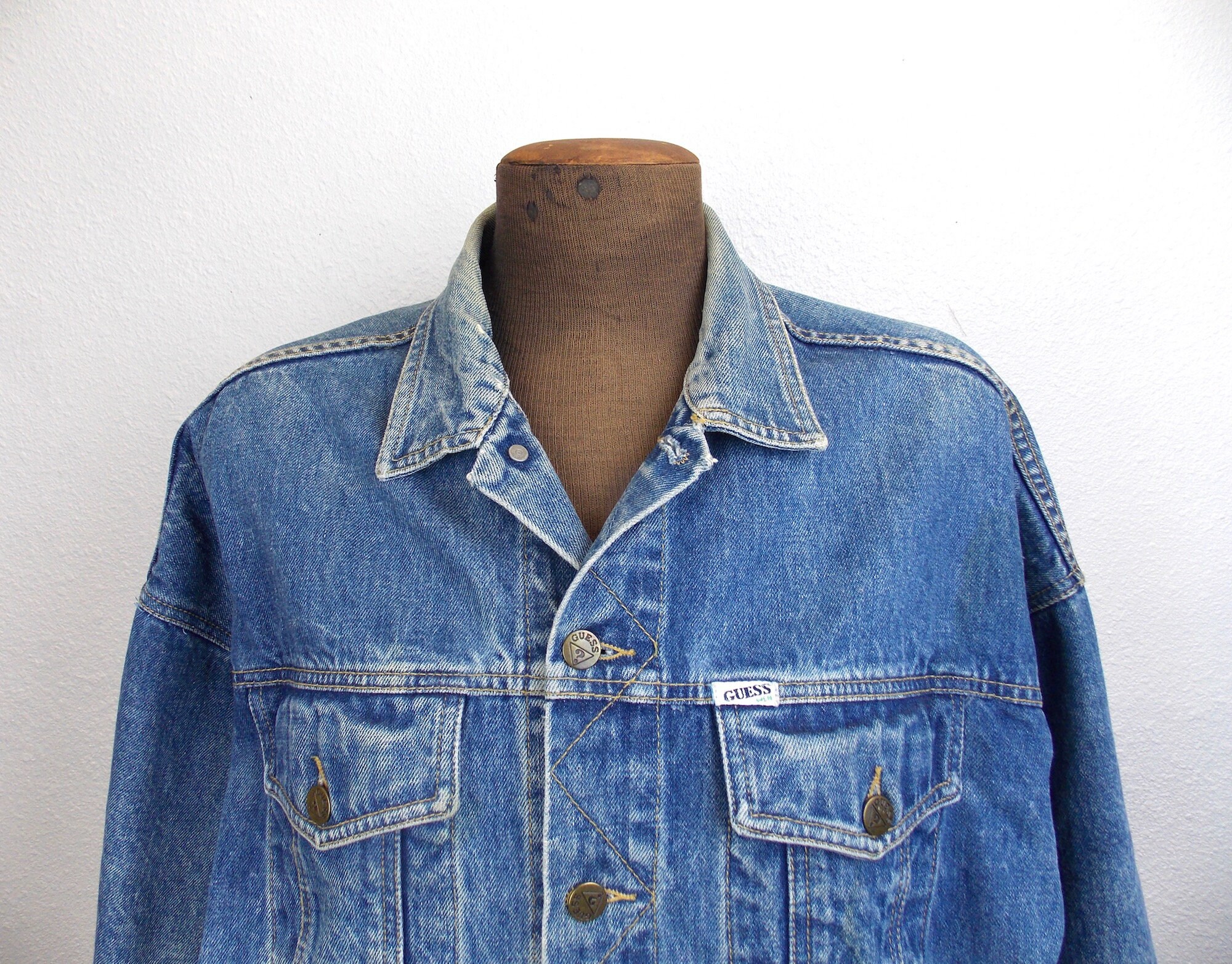 1990's Guess Men's Denim Jacket Acid Wash - Etsy