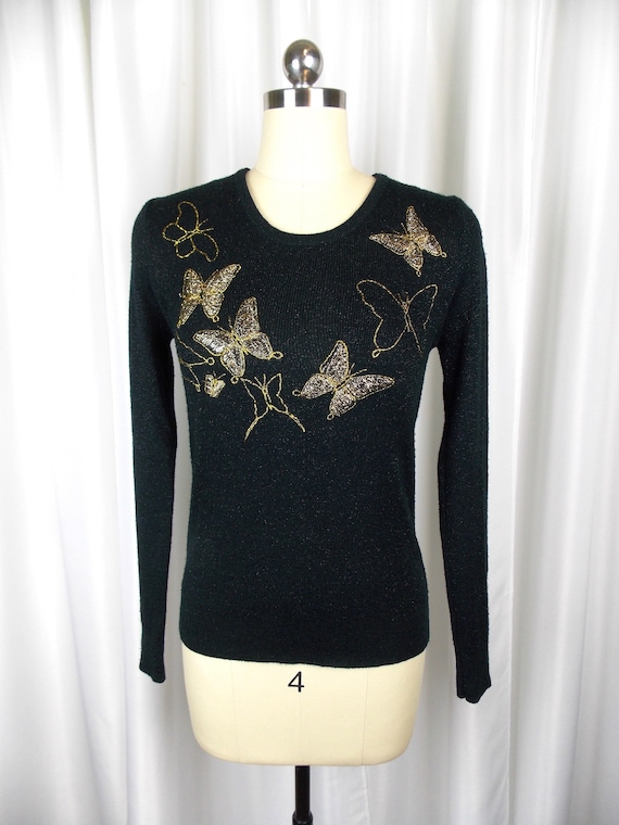 LeRoy Knitwear Sweater with Metallic Butterflies 1