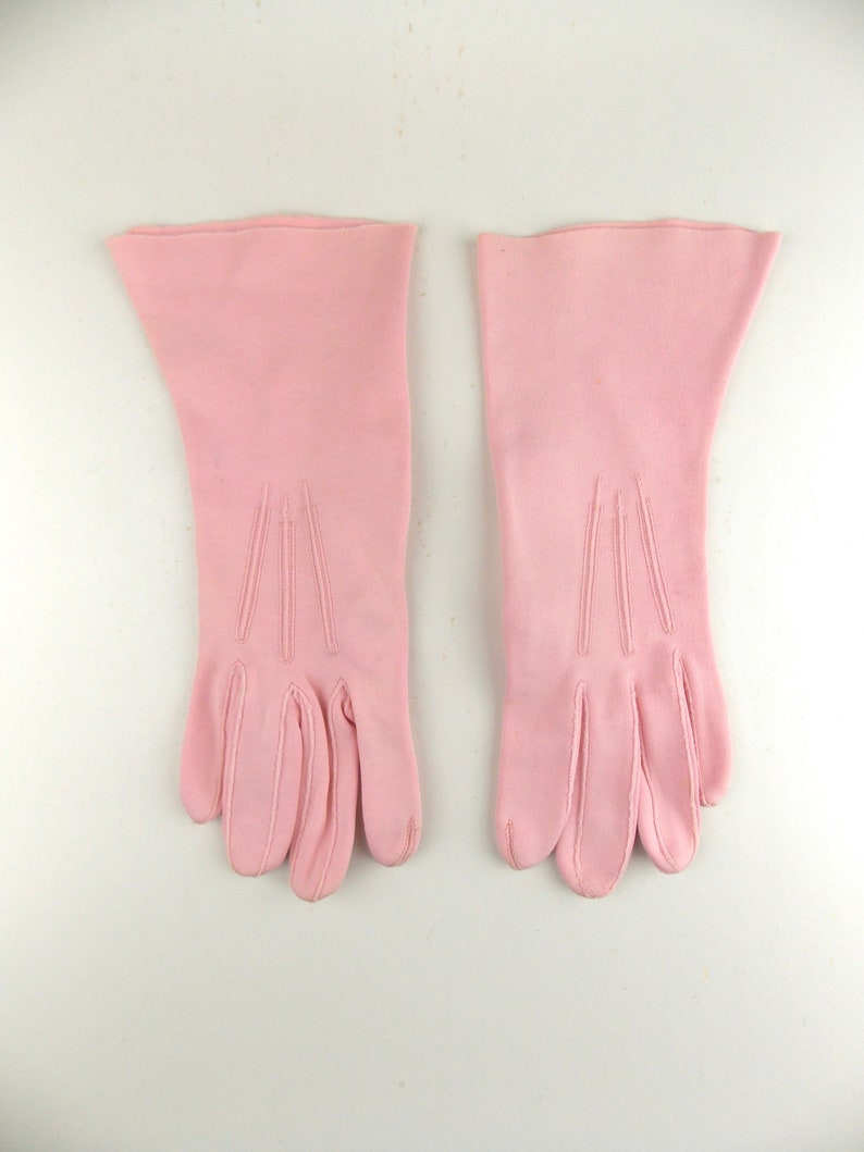Pink Cotton Gloves Size 7 1960's Bracelet Length Etsy