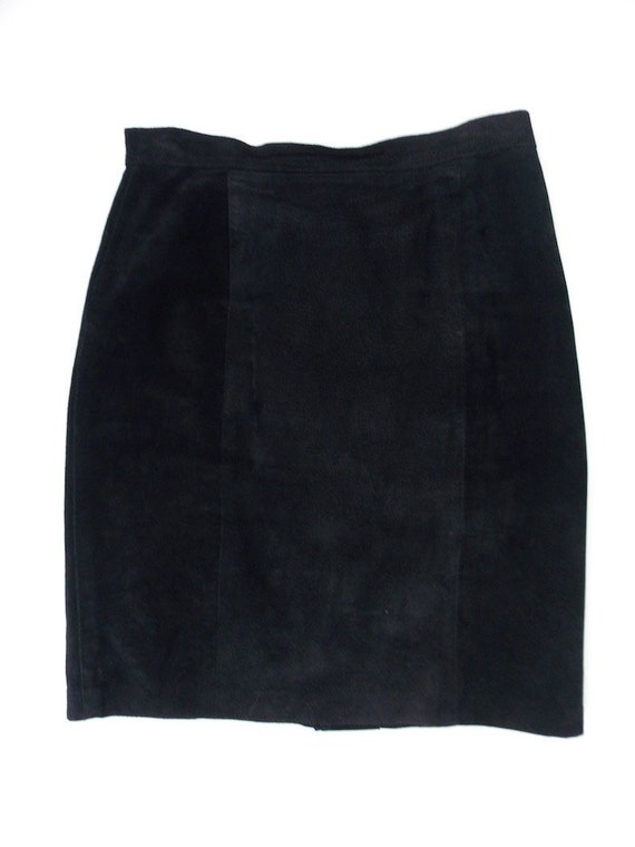 80's Forenza Black Suede Leather Skirt Mini