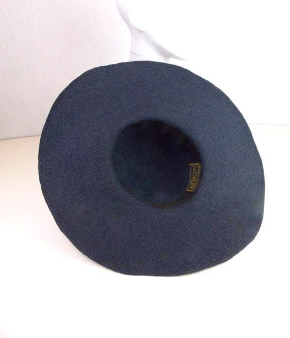 Vintage KOKIN Blue Felt Hat With Large Wide Brim - Etsy display picture 2