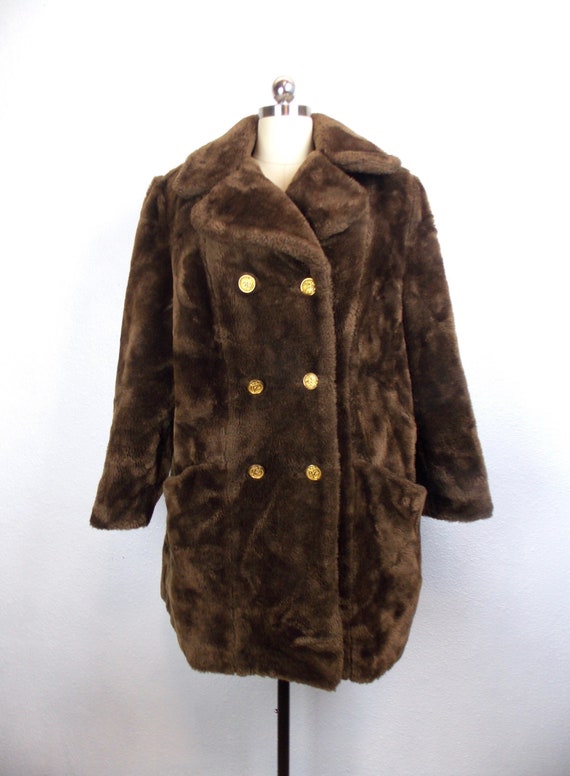 1970's SEARS Teddy Bear Faux Fur Plush Coat Women'