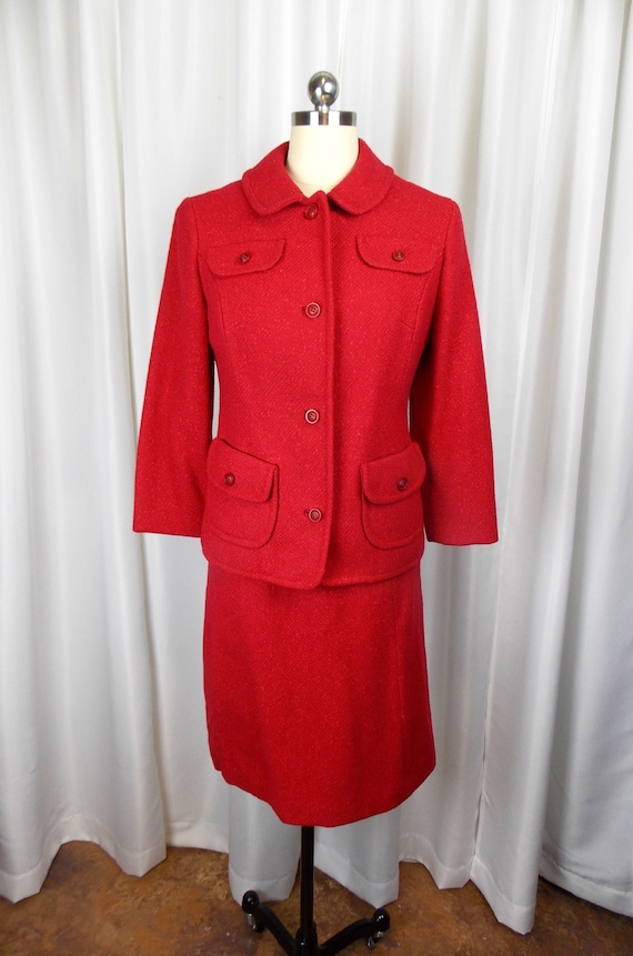 1970's Pendleton Skirt Suit Red Wool