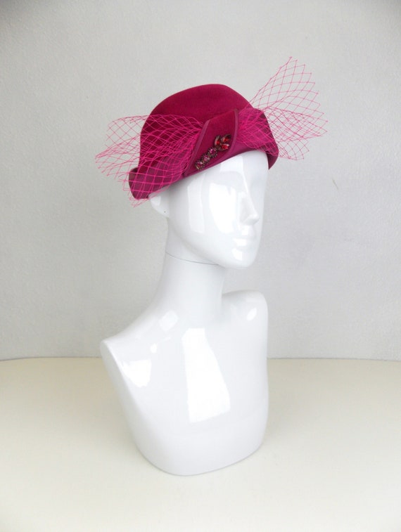 1960's Magenta Pink Felt Hat