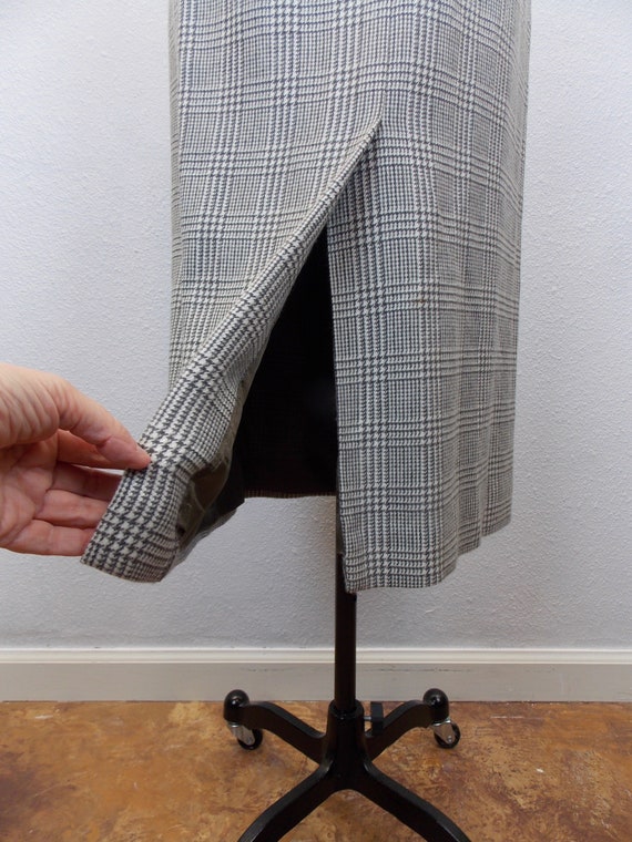 Gray Plaid Wool Skirt Straight Pencil Skirt - image 6