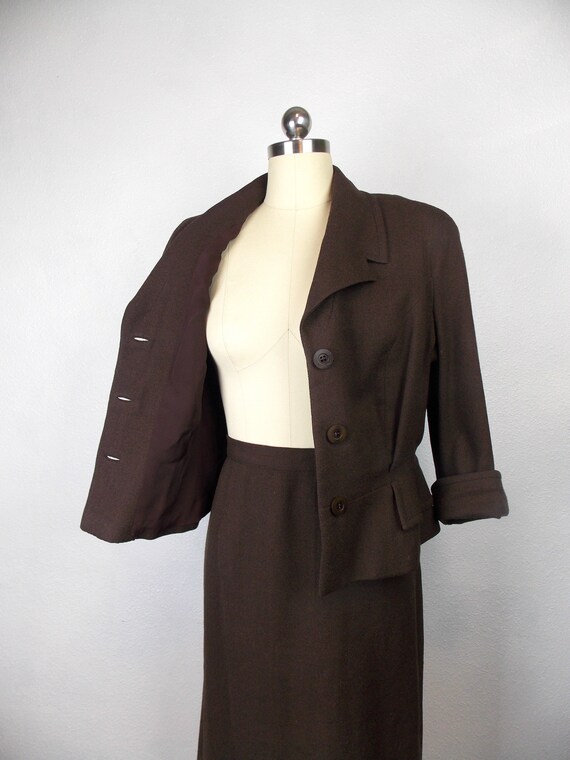 1940's 1950's Woman's Suit in Brown Handmacher La… - image 7