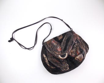 Vintage 90s Multi-color Leather Patchwork Rounded Shoulder