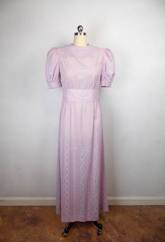 1970's Lilac Purple Maxi Dress Cottagecore