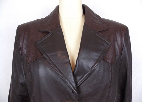 1990's NOS Braefair Leather Jacket Blazer Brown S… - image 2
