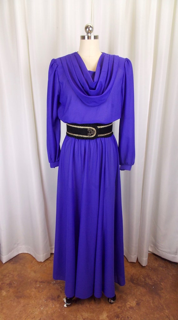 Purple Maxi Dress with Draped Neckline by Anthony 