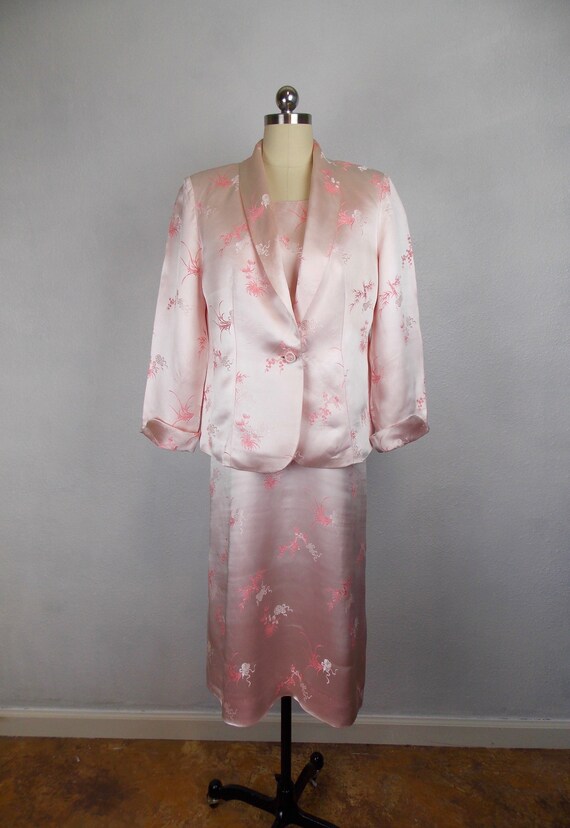 Vintage Pink Satin Dress and Jacket Set Hong Kong Tai… Gem