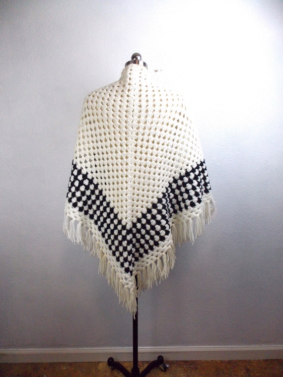 Black and White Crocheted Shawl
