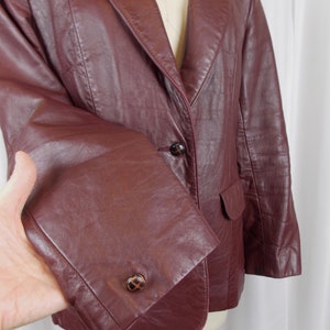 Tony Lama Womens Leather Blazer Jacket 1980's Oxblood Red image 6