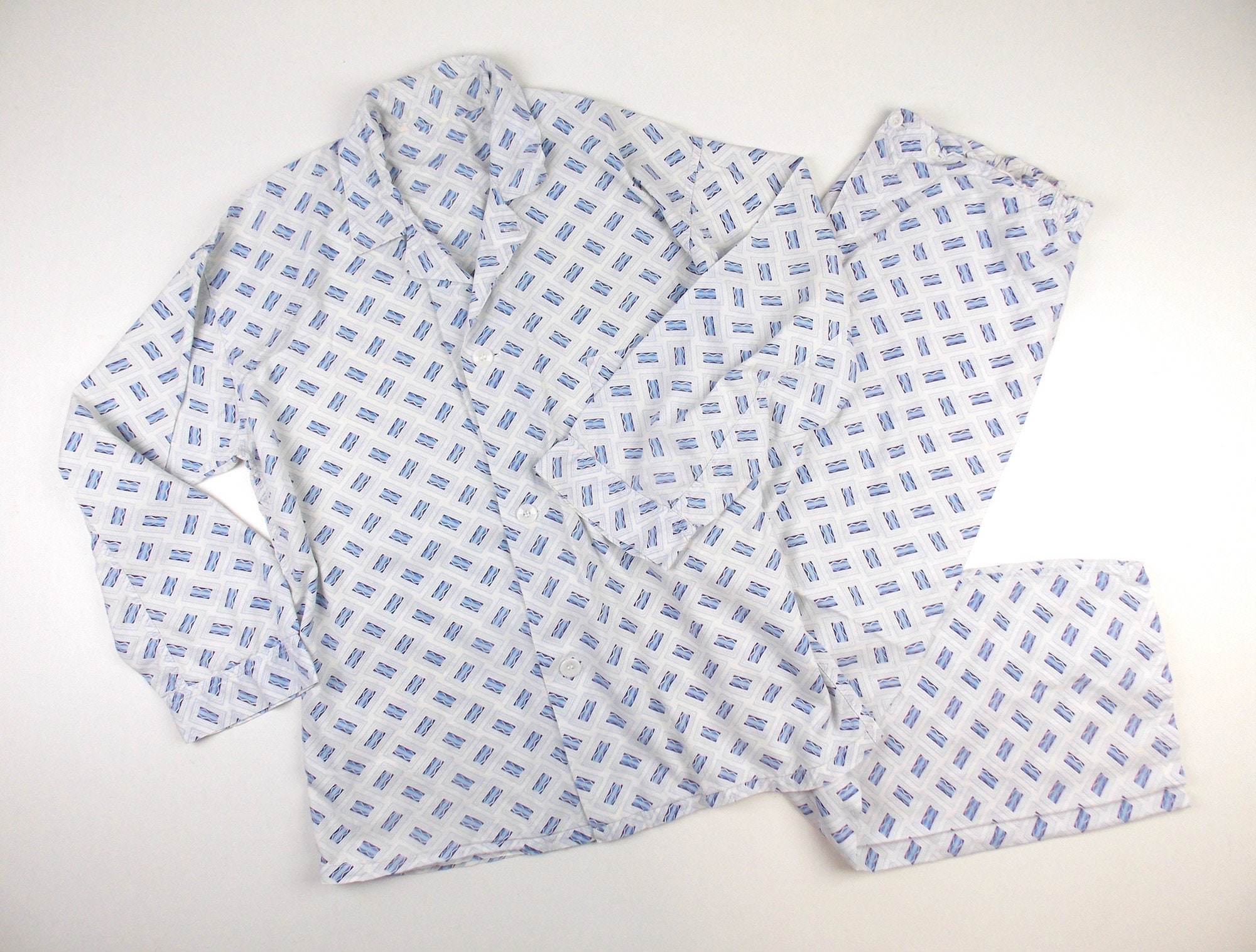 LOUIS VUITTON striped monogram pajamas shirt blue white L Genuine